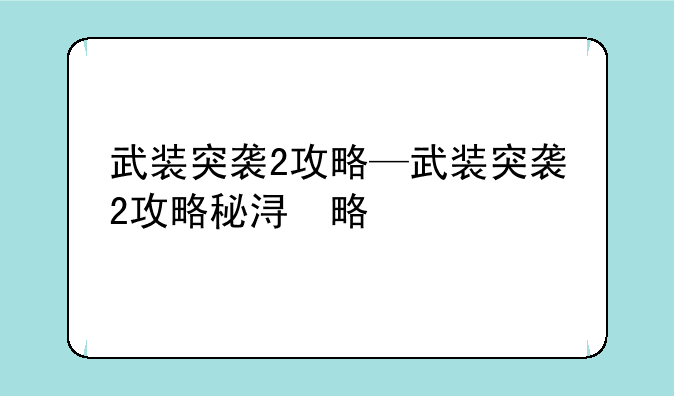 武装突袭2攻略—武装突袭2攻略秘籍