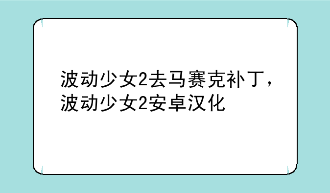 波动少女2去马赛克补丁，波动少女2安卓汉化