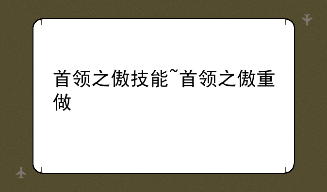 首领之傲技能~首领之傲重做