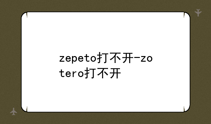 zepeto打不开-zotero打不开