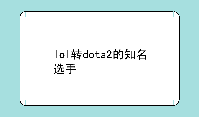 lol转dota2的知名选手